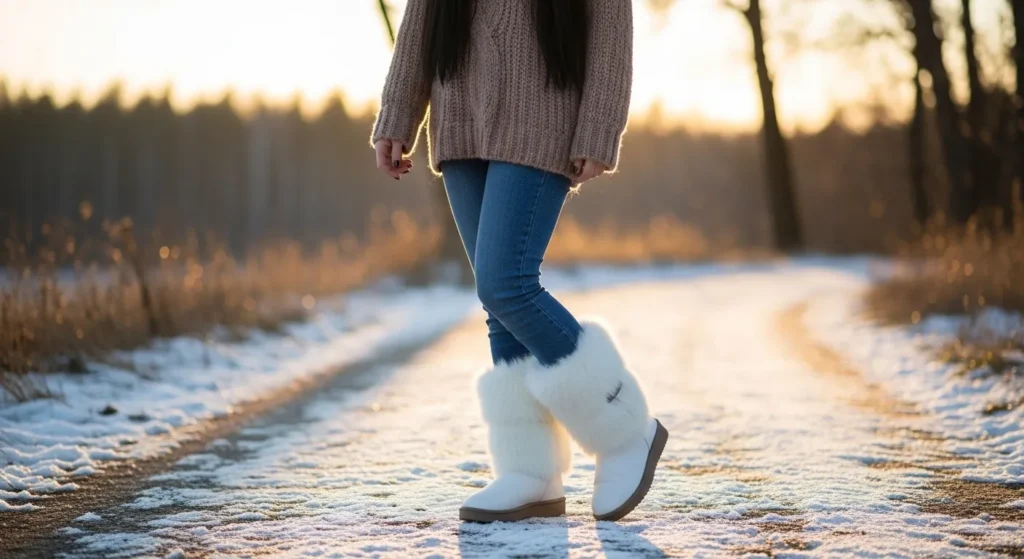 White Fur Boots