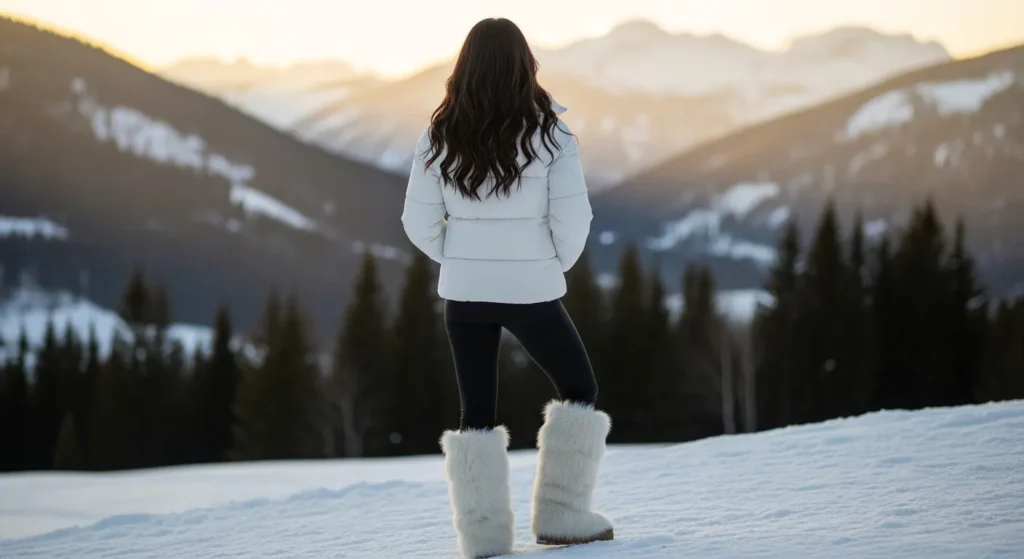 White Boots with Puffer Jackets