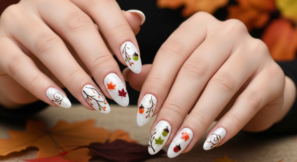 White Glitter Nails
