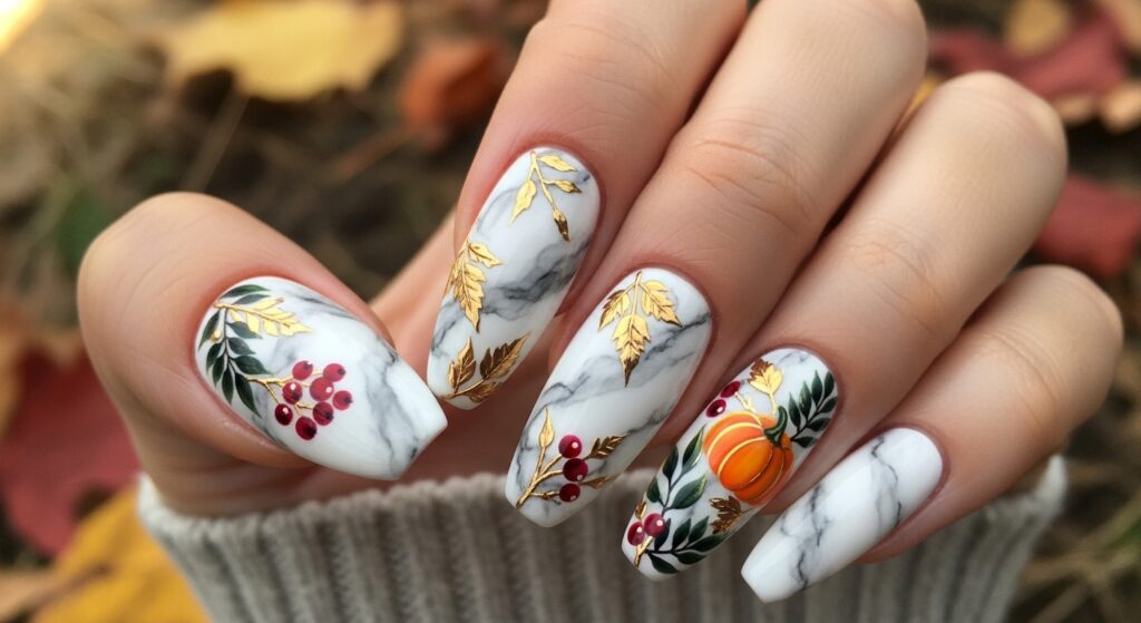 White Marble Nails