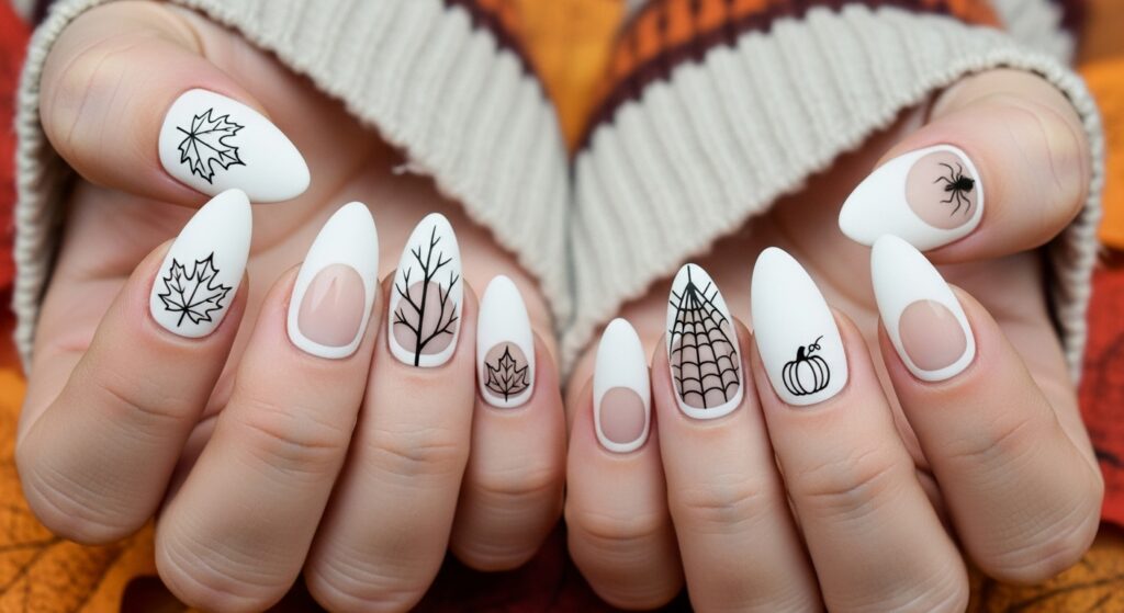 White Negative Space Nails