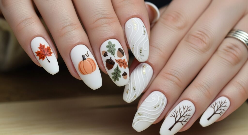 White Seasonal Motif Nails