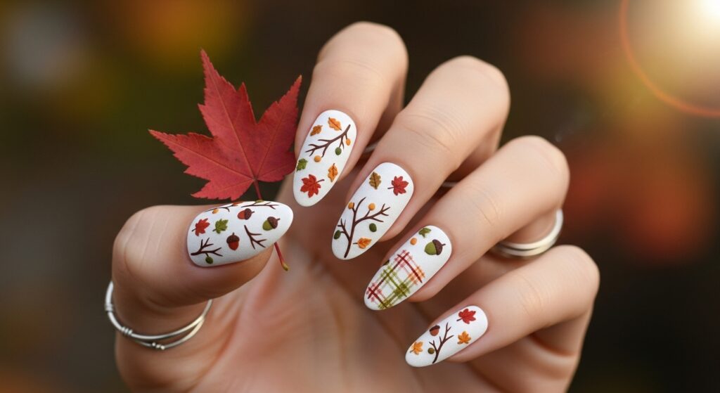 White Textured Nails