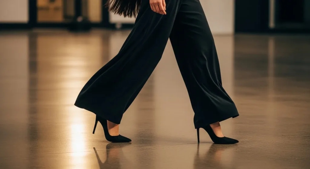 Wide-Leg Pants with High Heels