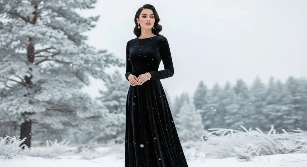 Winter-Ready Velvet Maxi Dress