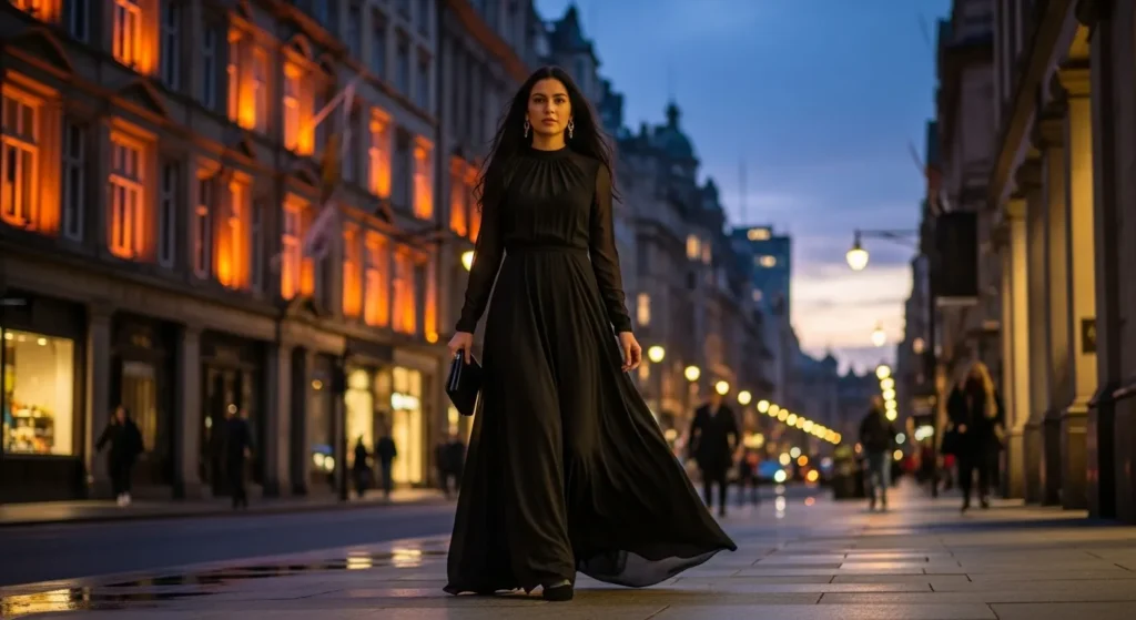 black maxi dress