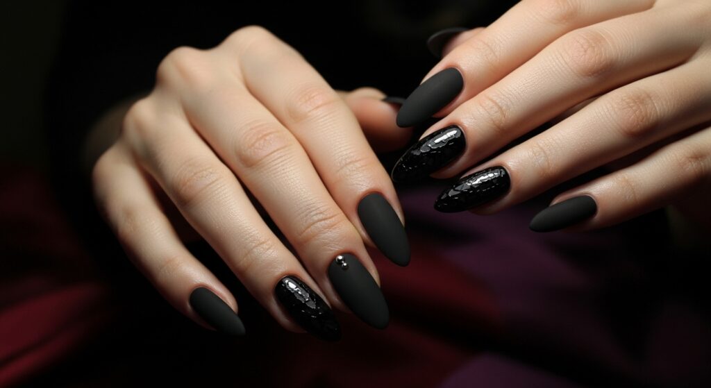 dark feminine nails