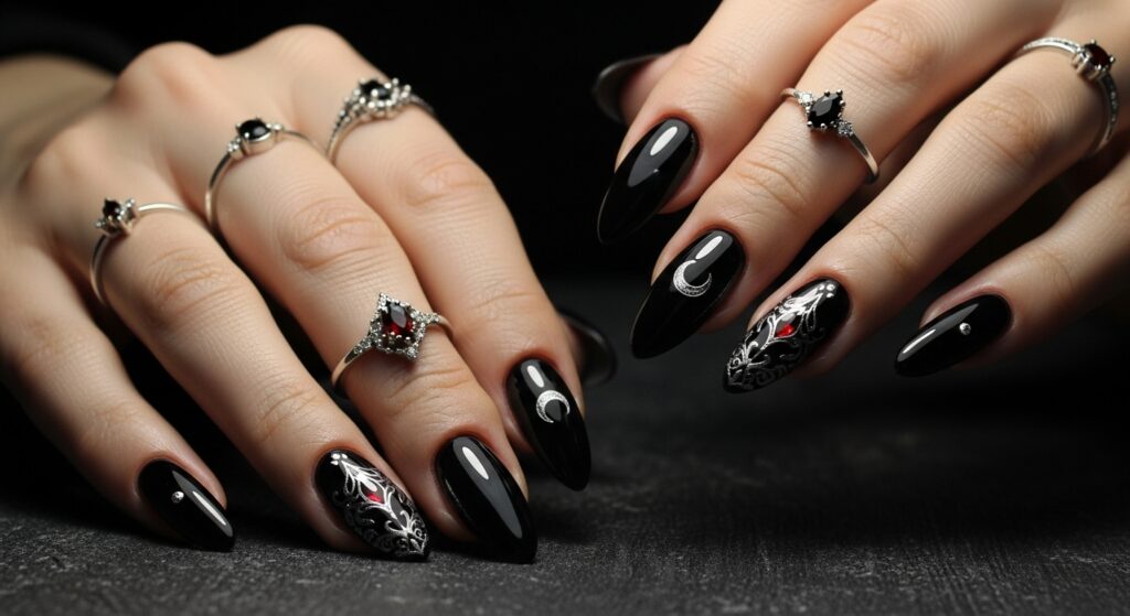 dark feminine nails
