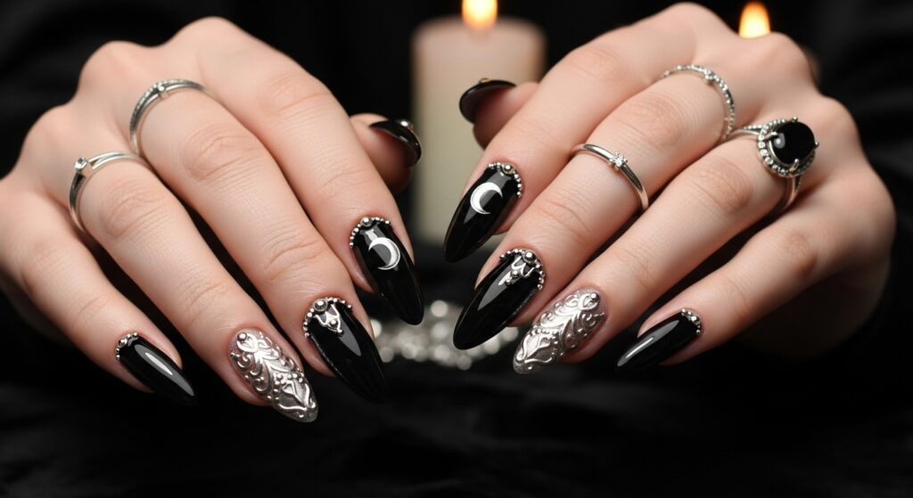 dark feminine nails