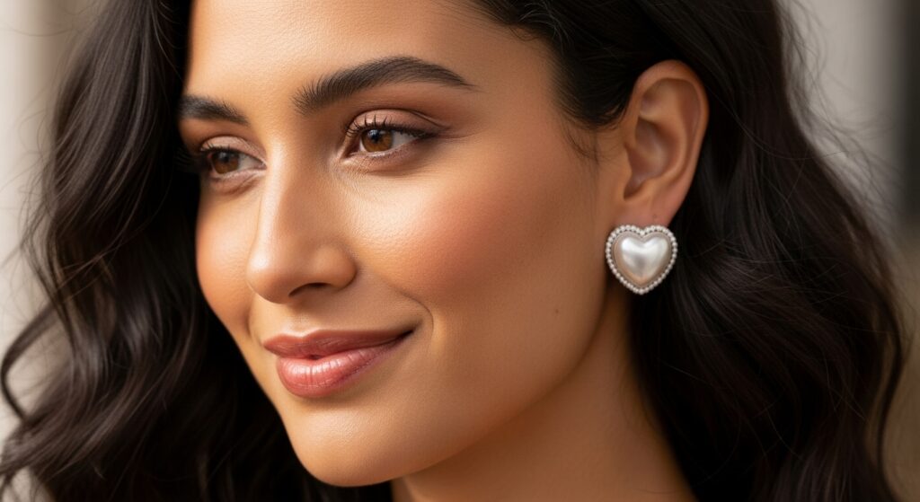 Bridal Heart Shaped Pearl Earrings