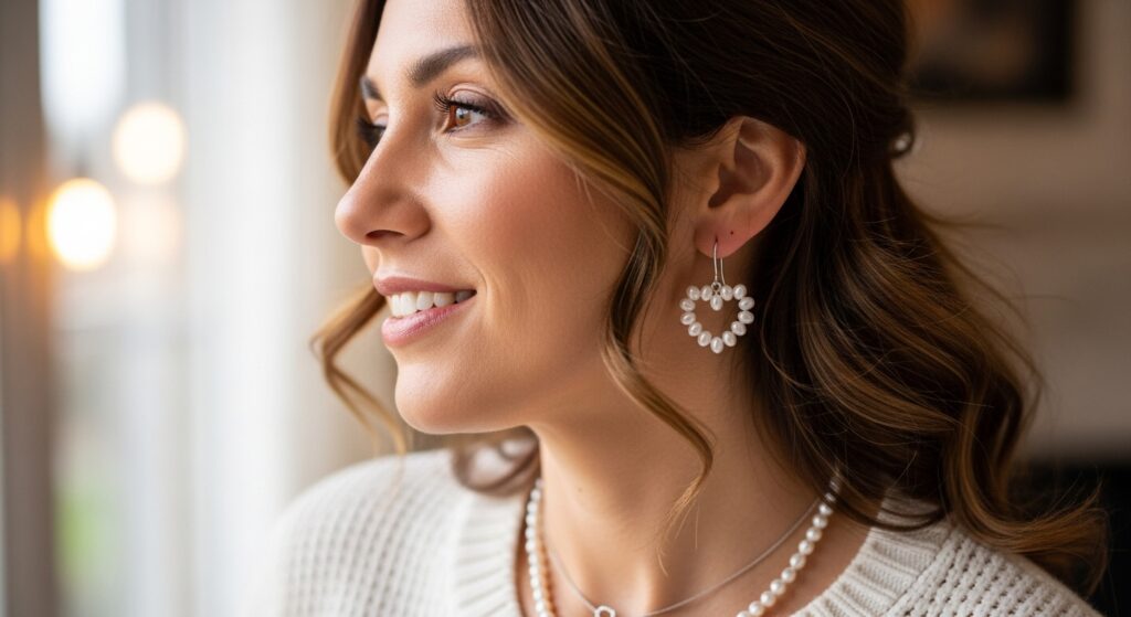 heart shaped pearl earrings