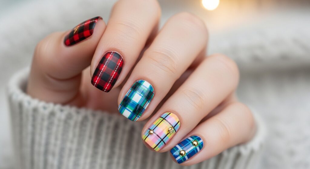 plaid nail ideas