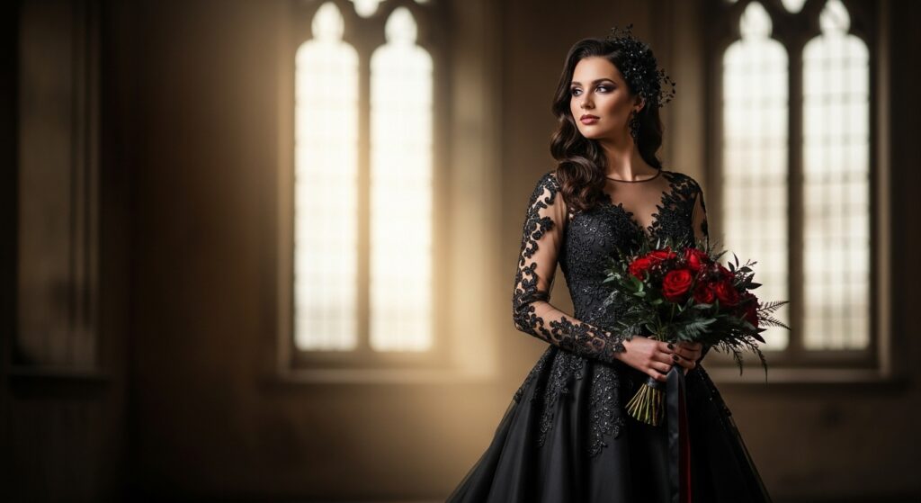 unique black wedding dress