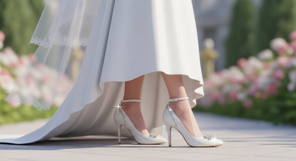 white bridal heels 