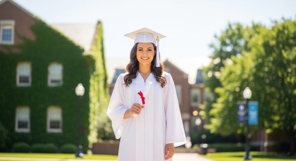 white graduation dress