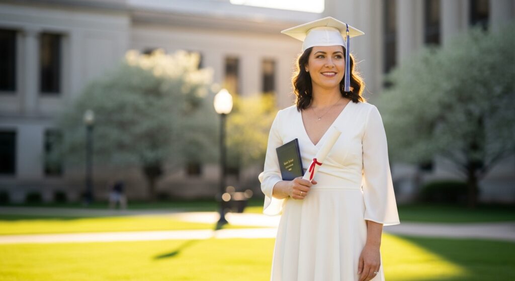 white graduation dress