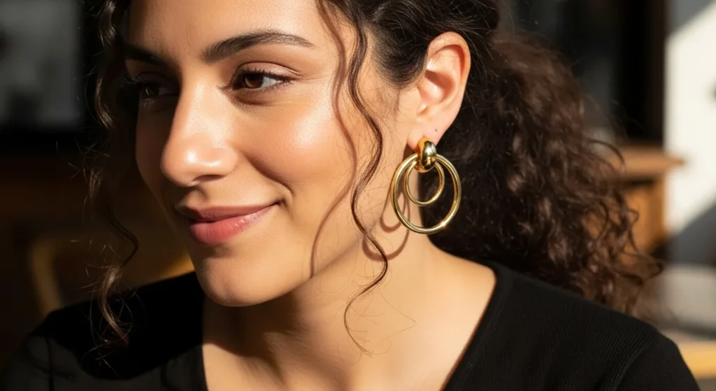 Double-Layer Gold Hoops