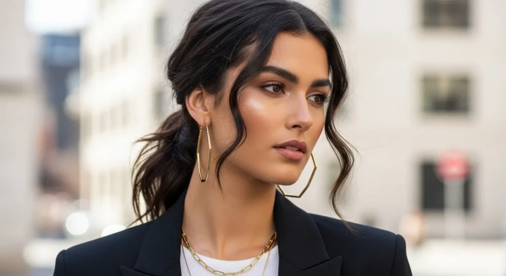 Geometric Gold Hoops