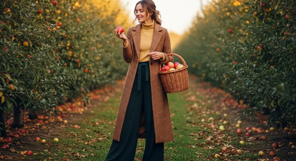 Long Coat And Wide-Leg Trousers