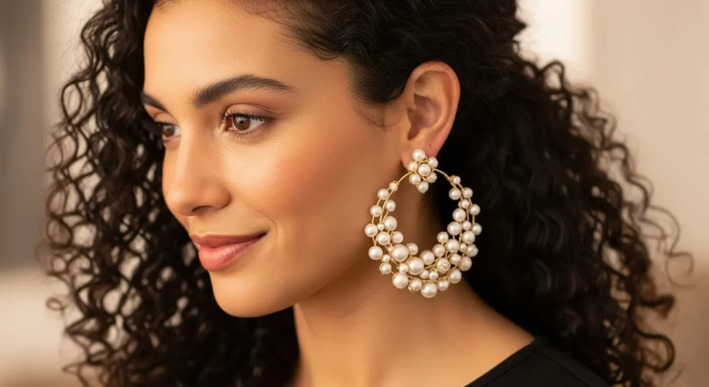 Pearl-Embellished Hoops