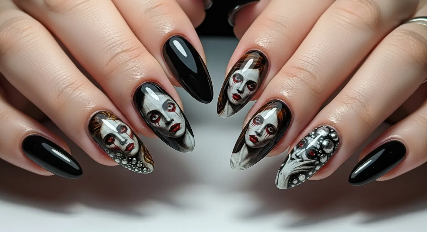 horror nail design