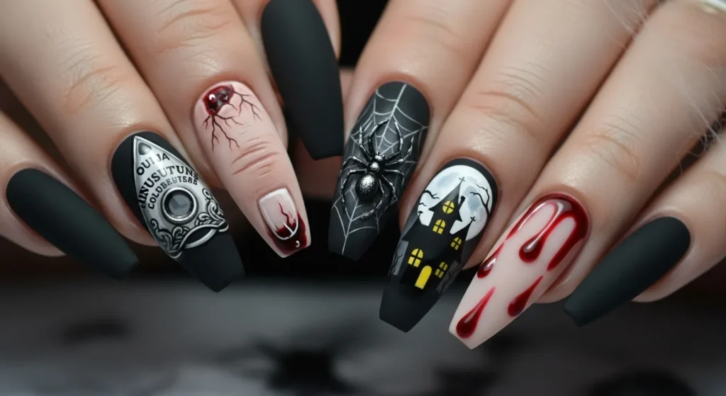 horror nail design