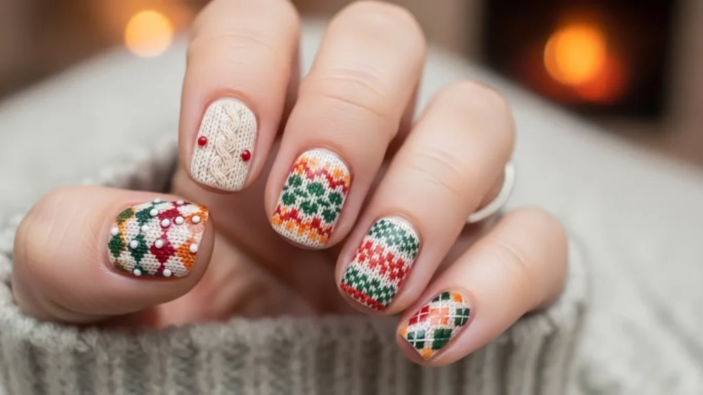 Cozy Sweater-Inspired Nail Designs
