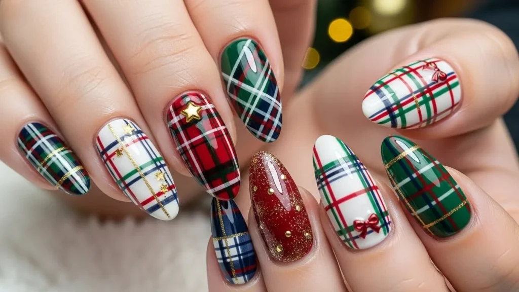 Holiday Plaid Nail Art