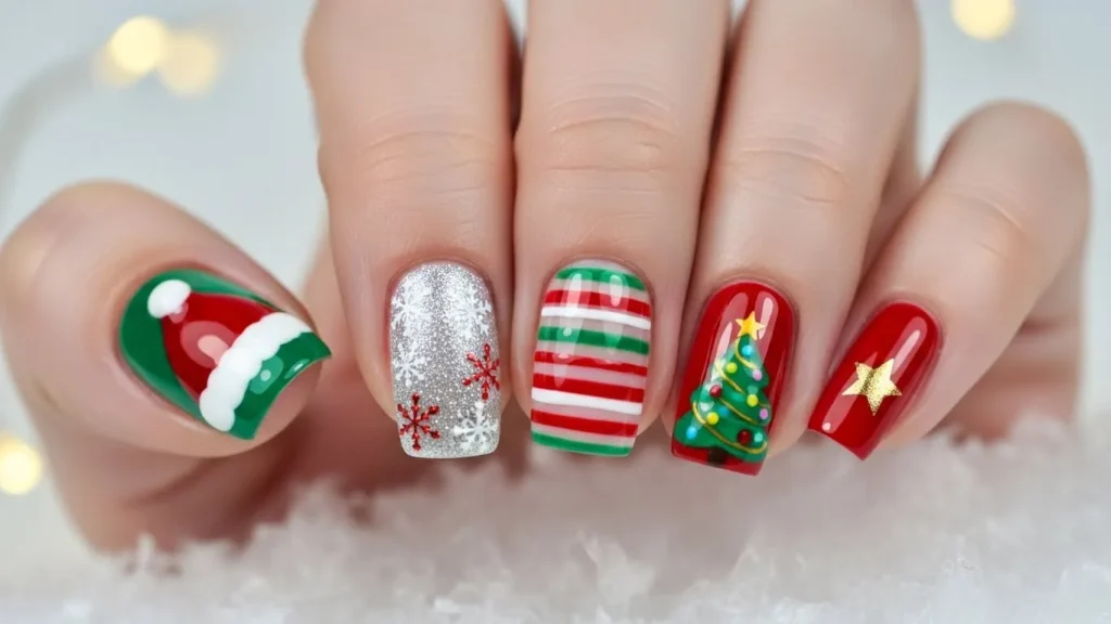 Mix-and-Match Christmas Nail Art
