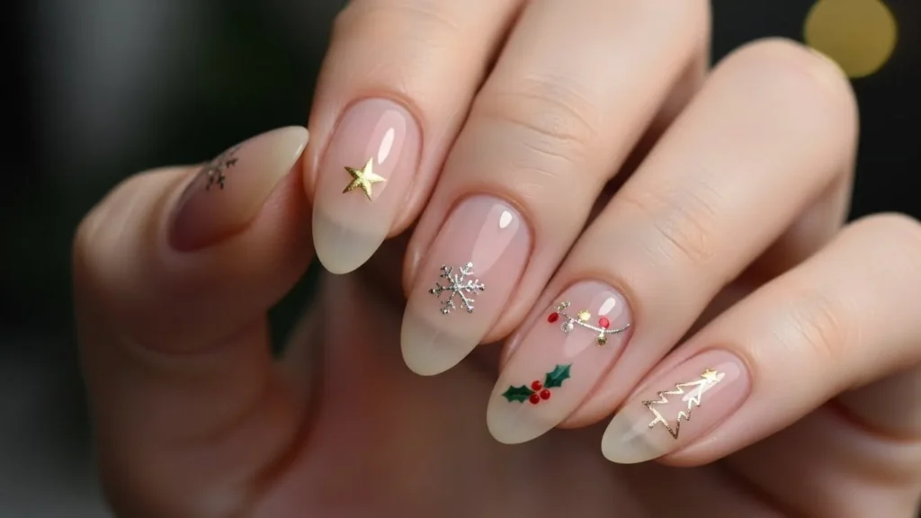 Nude Christmas Nails 