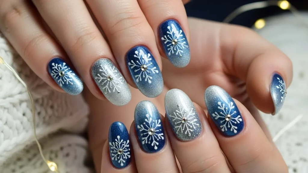 Snowflake-Inspired Christmas Nails