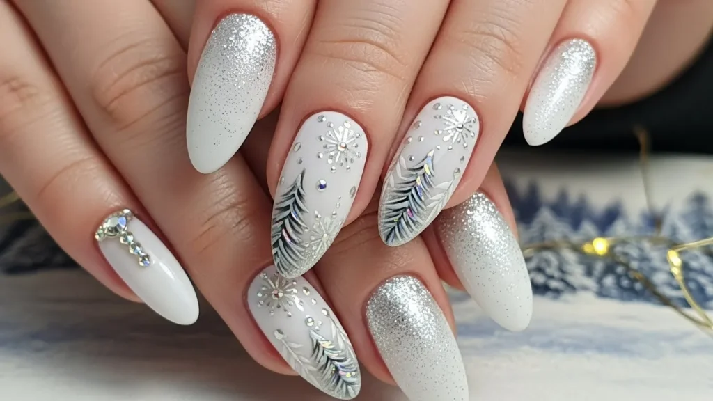 Winter White Christmas Nails