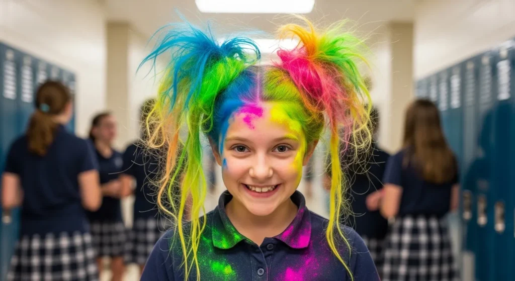 Messy Hair with Color Spray